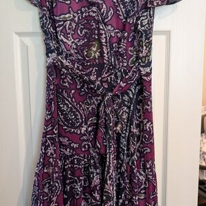 Paisley Print Purple Dress